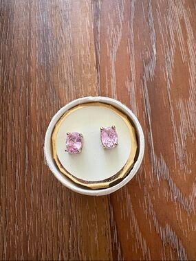 Francesca's Collections Pink Oval Crystal Stud Earrings